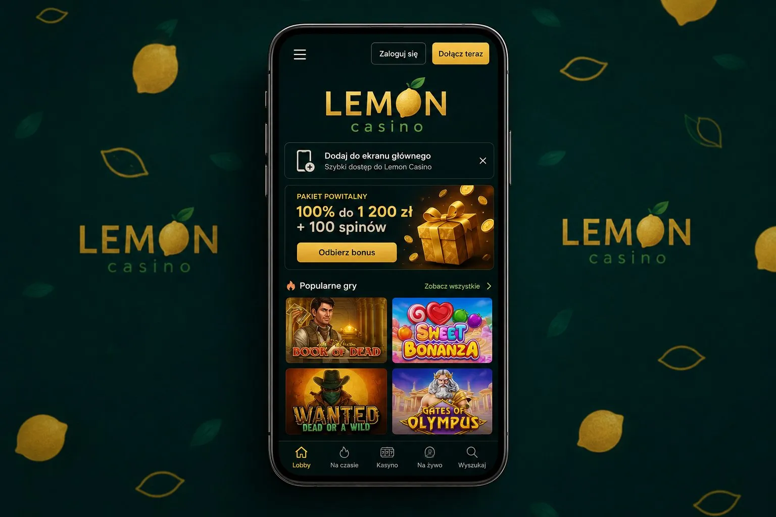 Lemon Casino aplikacja mobilna PWA